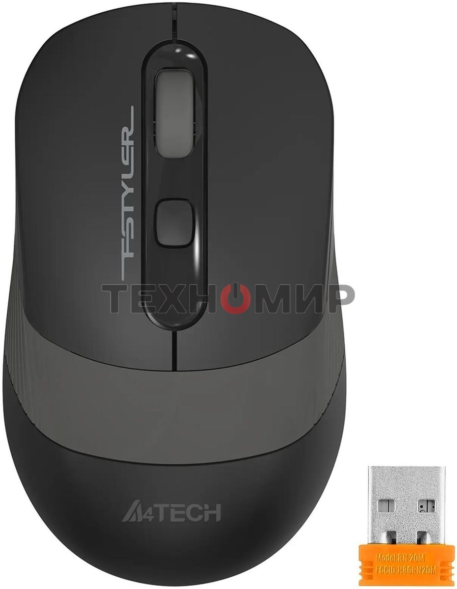 Мышь беспроводная A4Tech Fstyler FG10S черный/серый, 2000 dpi, радиоканал, USB, кнопки - 4