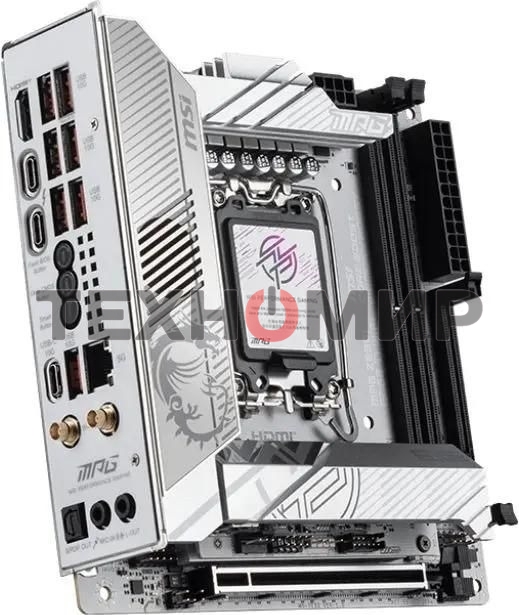 Материнская плата MSI MPG Z890I EDGE TI WIFI, LGA 1851, Intel Z890, 2xDDR5, 2xSATA, 4xM.2, 1xPCIe 5.0 x16, 1xHDMI, 2xThunderbolt 4, 1xUSB-C, 1x 5Gb LAN, 7xUSB-A 10Gbps, 2xUSB-A 5Gbps, 1xUSB-C 20Gbps, 7.1, 2x3.5 мм, TOSLINK, Mini-ITX