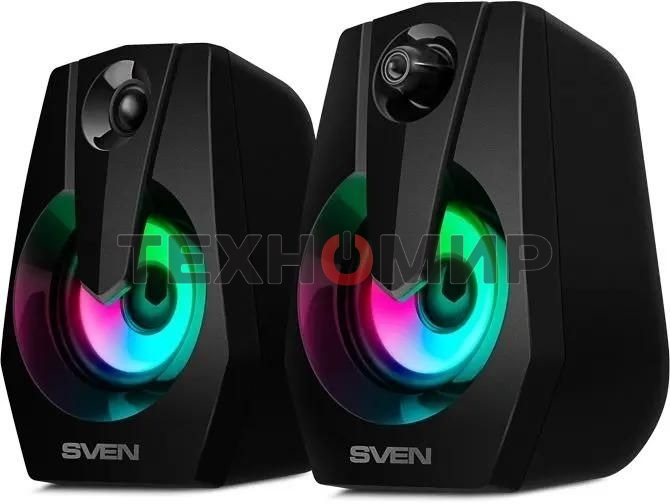 Акустическая система Sven 370 2.0 черные (2x2W, USB, RGb подсветка)