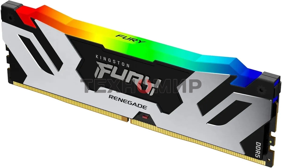 Оперативная память Kingston Fury Renegade, DDR5, 48Gb (1x48Gb), 6000MHz, CL32, DIMM, с радиатором, RGB, cеребристый/черный