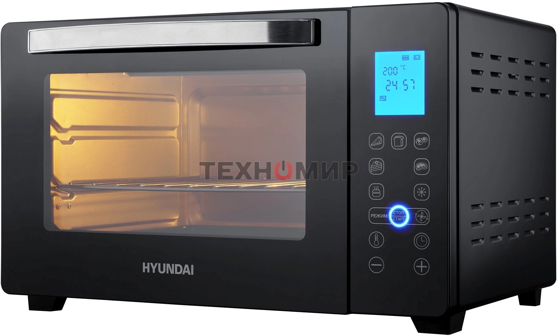 Мини-печь Hyundai MIO-HY096 28 л, 1600 Вт, черный