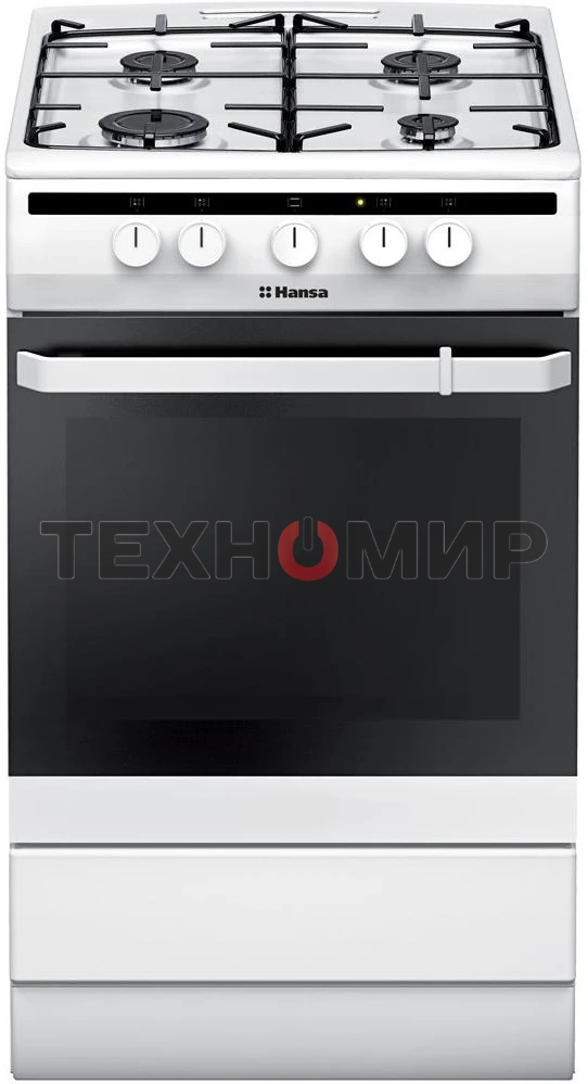 Плита газовая Hansa FCGW51001 белый, конфорок 4 шт, духовка 56 л, 50 см x 85 см x 60 см