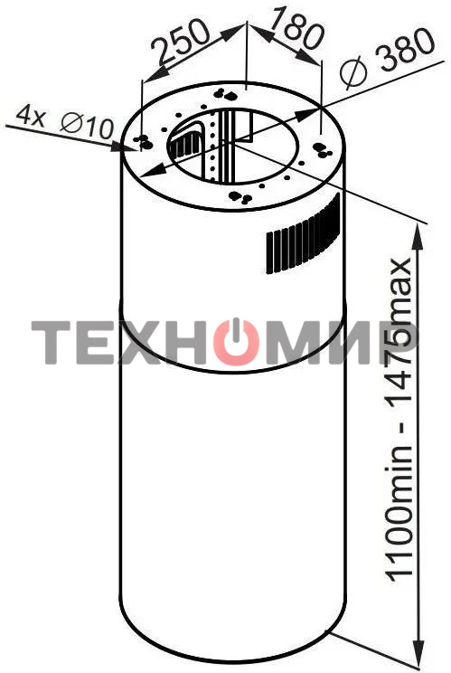 Вытяжка островная Maunfeld Lee Isla 39 белый, 38 см, 1000 куб. м/ч, 52 дБ