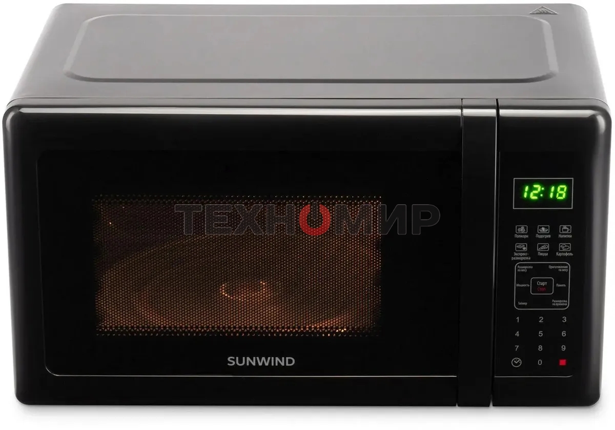 Микроволновая печь SunWind SUN-MW007 черный, 20 л, 700 Вт, переключатели - сенсор