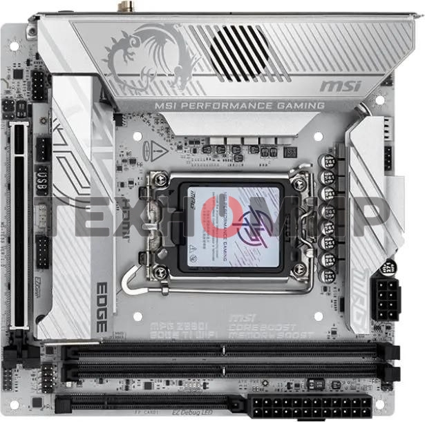 Материнская плата MSI MPG Z890I EDGE TI WIFI, LGA 1851, Intel Z890, 2xDDR5, 2xSATA, 4xM.2, 1xPCIe 5.0 x16, 1xHDMI, 2xThunderbolt 4, 1xUSB-C, 1x 5Gb LAN, 7xUSB-A 10Gbps, 2xUSB-A 5Gbps, 1xUSB-C 20Gbps, 7.1, 2x3.5 мм, TOSLINK, Mini-ITX