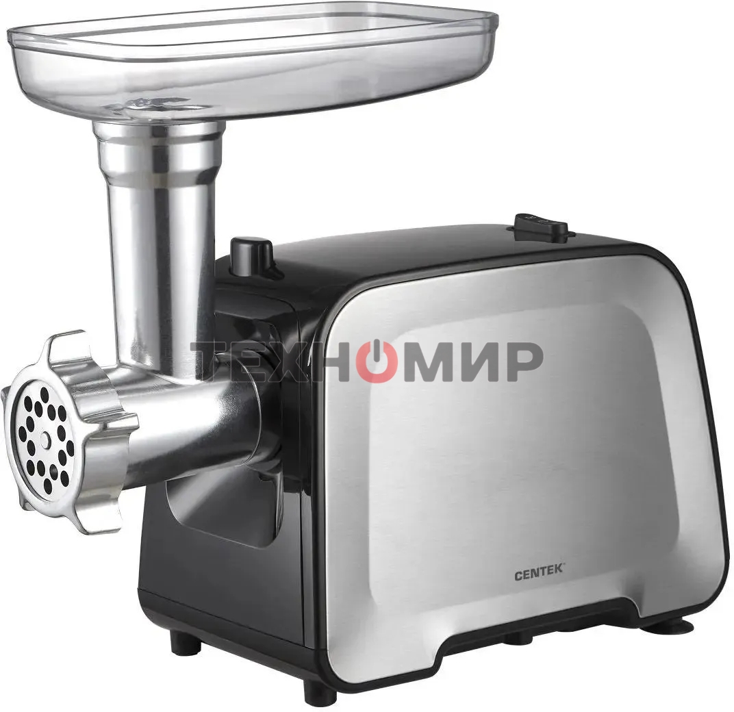 Мясорубка электрическая Centek CT-1604 Комбайн серый, 2200 Вт, 2.2 кг/мин, реверс, защита от перегрузки, насадки - 7