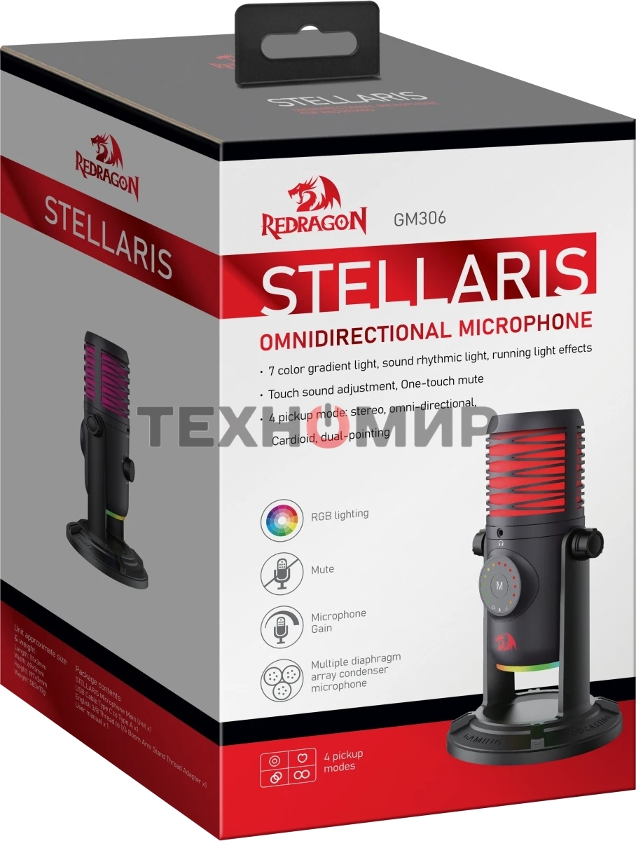 Игровой стрим микрофон Redragon Stellaris GM306 USB,омнидир,подсветка_1