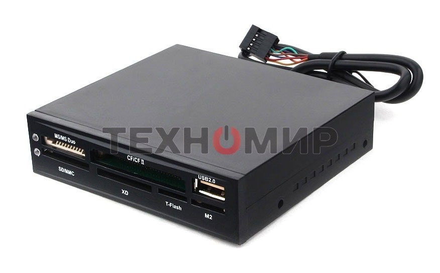 Кард-ридер Gembird FDI2-ALLIN1-02-B/черный/SD/T-Flash/Micro-SD/Micro-SDHC/Micro-SDXC/USB 2.0/метал