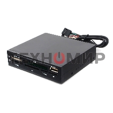 Кард-ридер Gembird FDI2-ALLIN1-02-B/черный/SD/T-Flash/Micro-SD/Micro-SDHC/Micro-SDXC/USB 2.0/метал