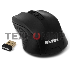 Мышь беспроводная SVEN RX-400W черный, 1400 dpi, радиоканал, USB, кнопки - 4