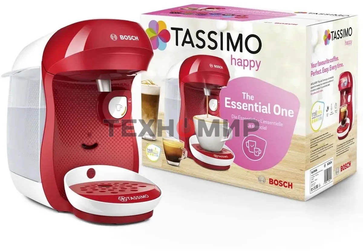Кофемашина капсульная Bosch Tassimo TAS1006 Happy красный, исп. кофе - капсулы, 0.7 л, 1400 Вт.