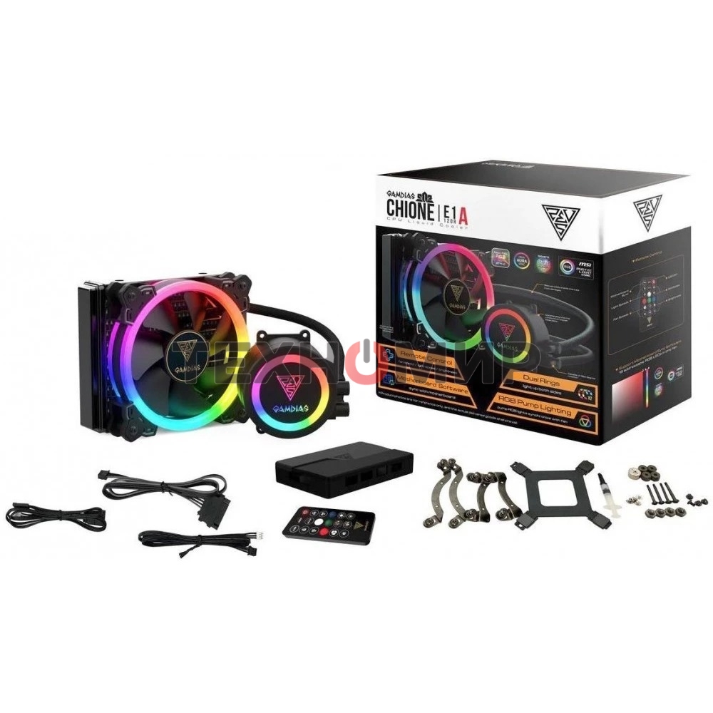 Система жидкостного охлаждения процессора Gamdias CHIONE E1A-120R черный 120мм алюминий+медь 1500rpm 23db 150W