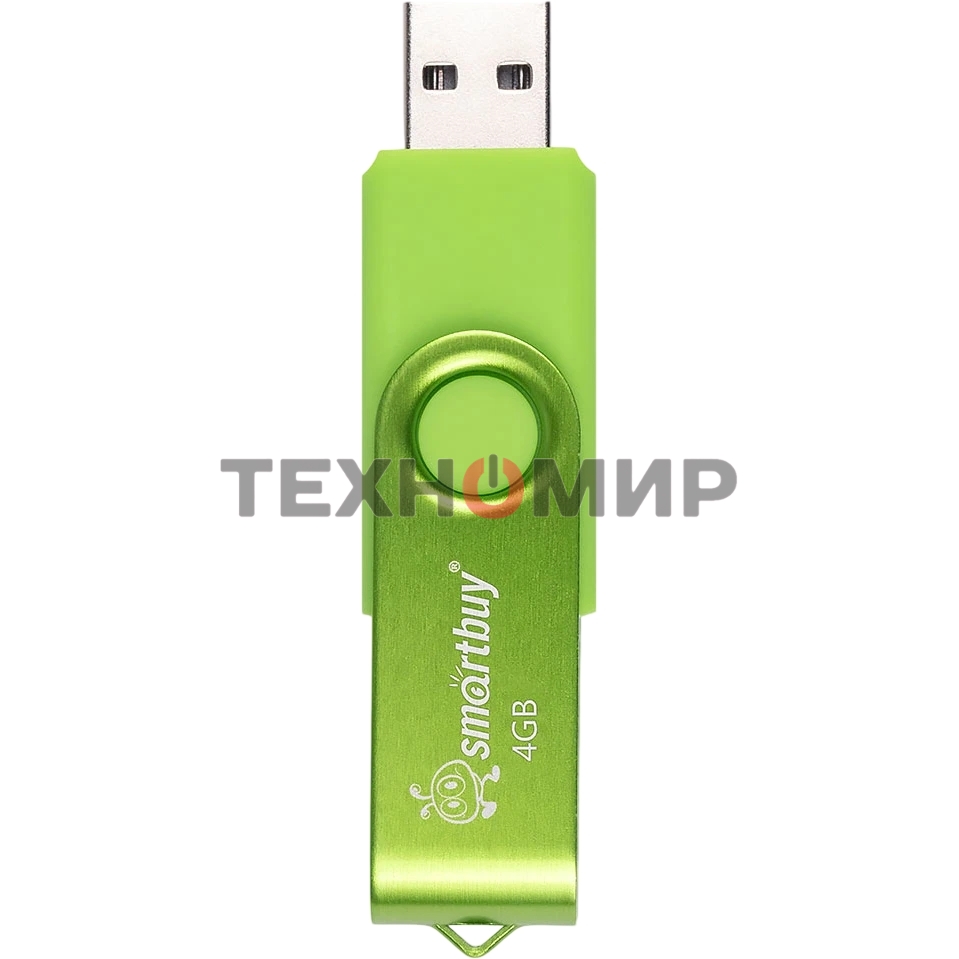 Флешка USB SmartBuy Twist Acid Green (SB004GB2TWAG), 4GB, USB 2.0, R/W 15/5, кислотно-зеленый