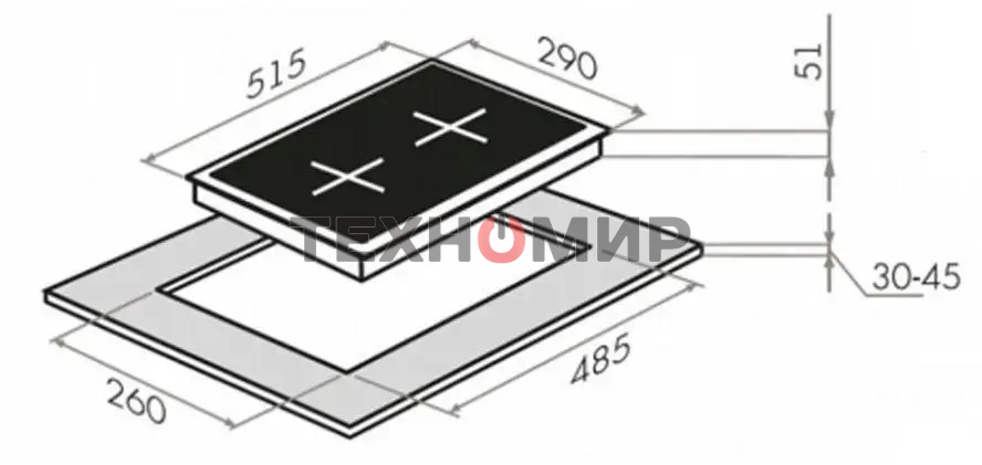 Газовая варочная панель HOMSair HGG321WH независимая, белый