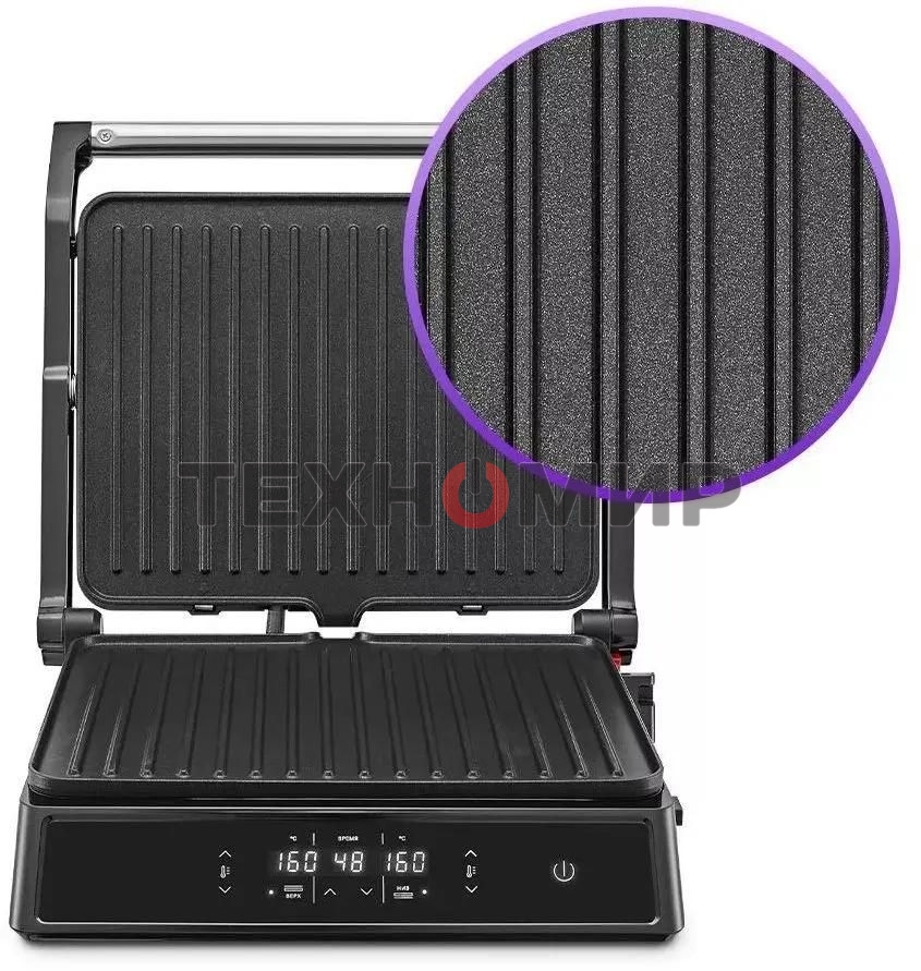 Гриль электрический Kitfort КТ-3682 2000Вт черный/серебристый