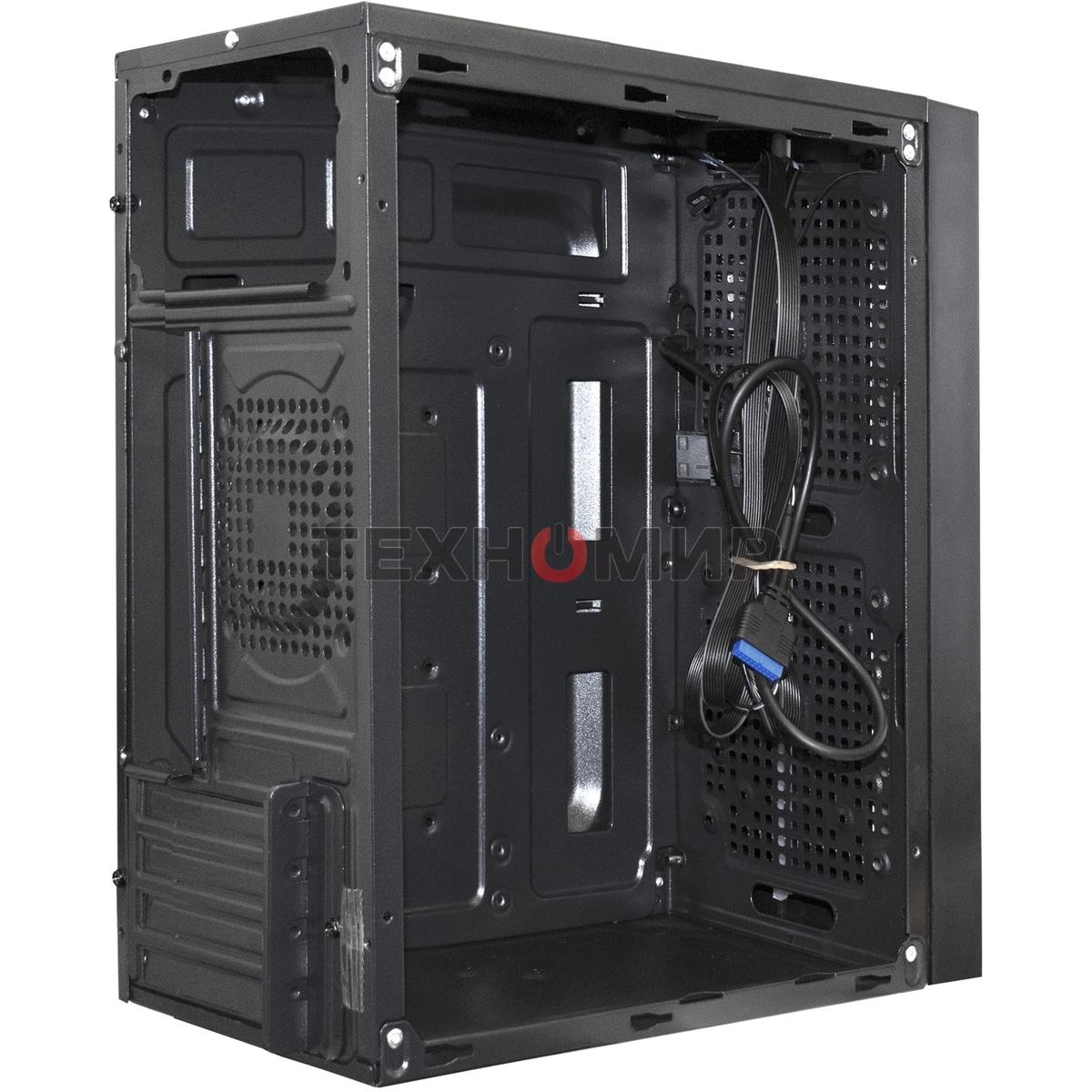 Компьютерный корпус Minitower ExeGate mEVO-9302-RGb (mATX, без БП, 2хUSB+1хUSB 3.0, HD аудио, черный с RGb подсветкой)