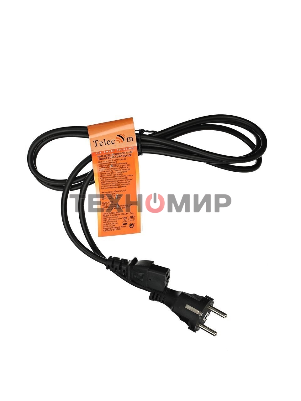 Кабель компьютер - розетка 220V (EURO) 1.8м, 3G 0,75мм медь, Telecom