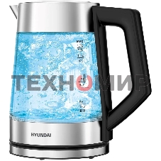 Чайник электрический Hyundai HYK-G4402 1.7 л, 2200 Вт, черный/серебристый корпус: стекло