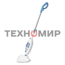 Паровая швабра Blackton Bt SM1114 White-blue, Мощность 1300 Вт, 2 в 1. Вертикальная и компактная, Резервуар для воды 300 мл, Время неприрывной работы до 20 минут, Быстрая и эффективная очистка всех типов полового покрытия: паркет, линолеум, плитка, Уничто