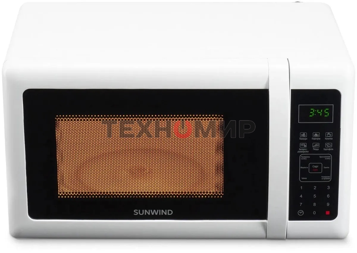 Микроволновая печь SunWind SUN-MW005 белый, 20 л, 700 Вт, переключатели - сенсор