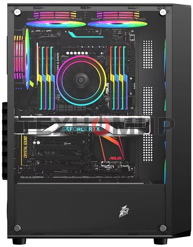 Компьютерный корпус 1STPLAYER FD3 Black, ATX, 4x120мм LED fans inc.