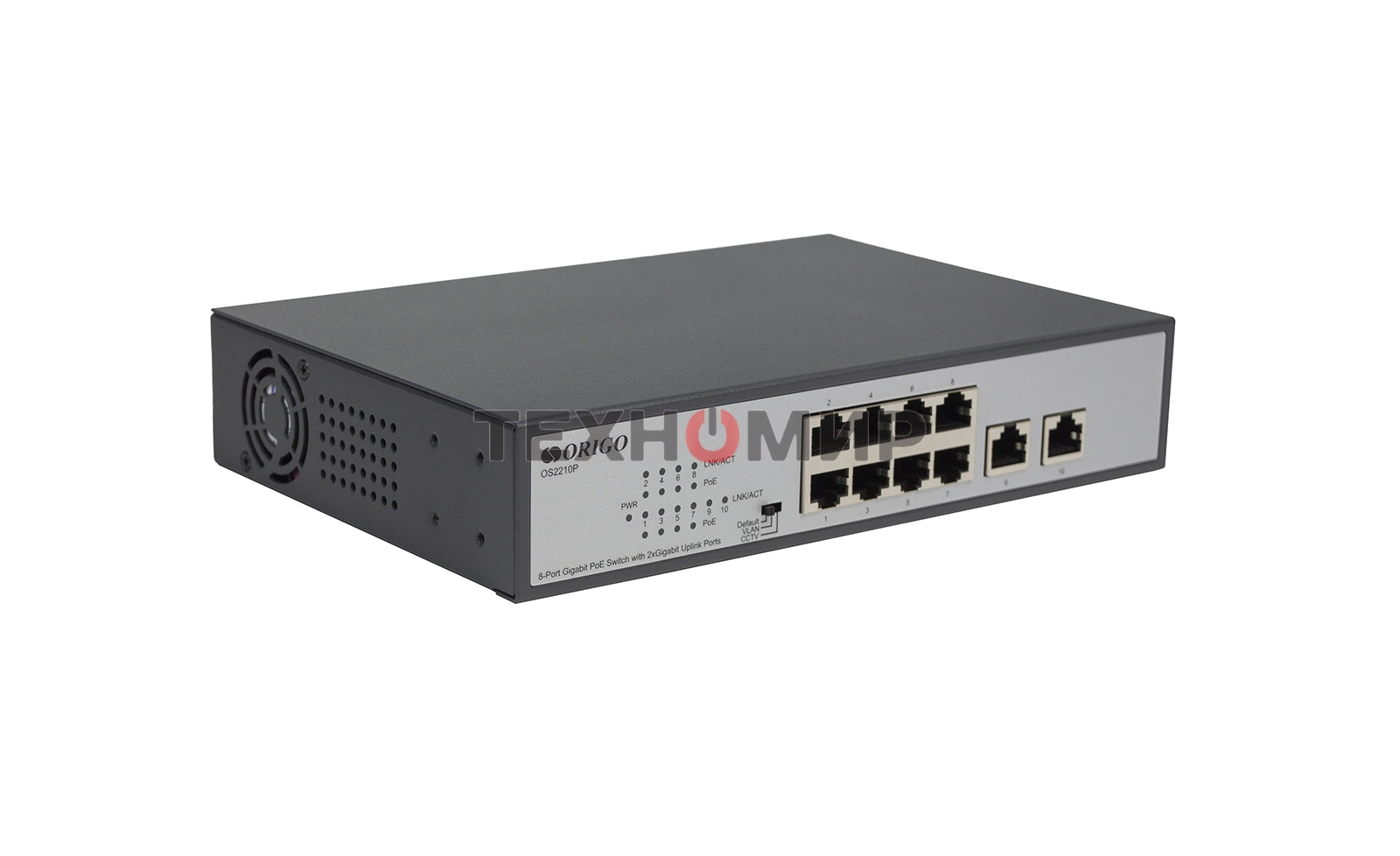 Коммутатор неуправляемый PoE ORIGO Unmanaged Switch 8x1000Base-T PoE, 2x1000Base-T, PoE Budget 120W, Long-range PoE up to 250m, 19