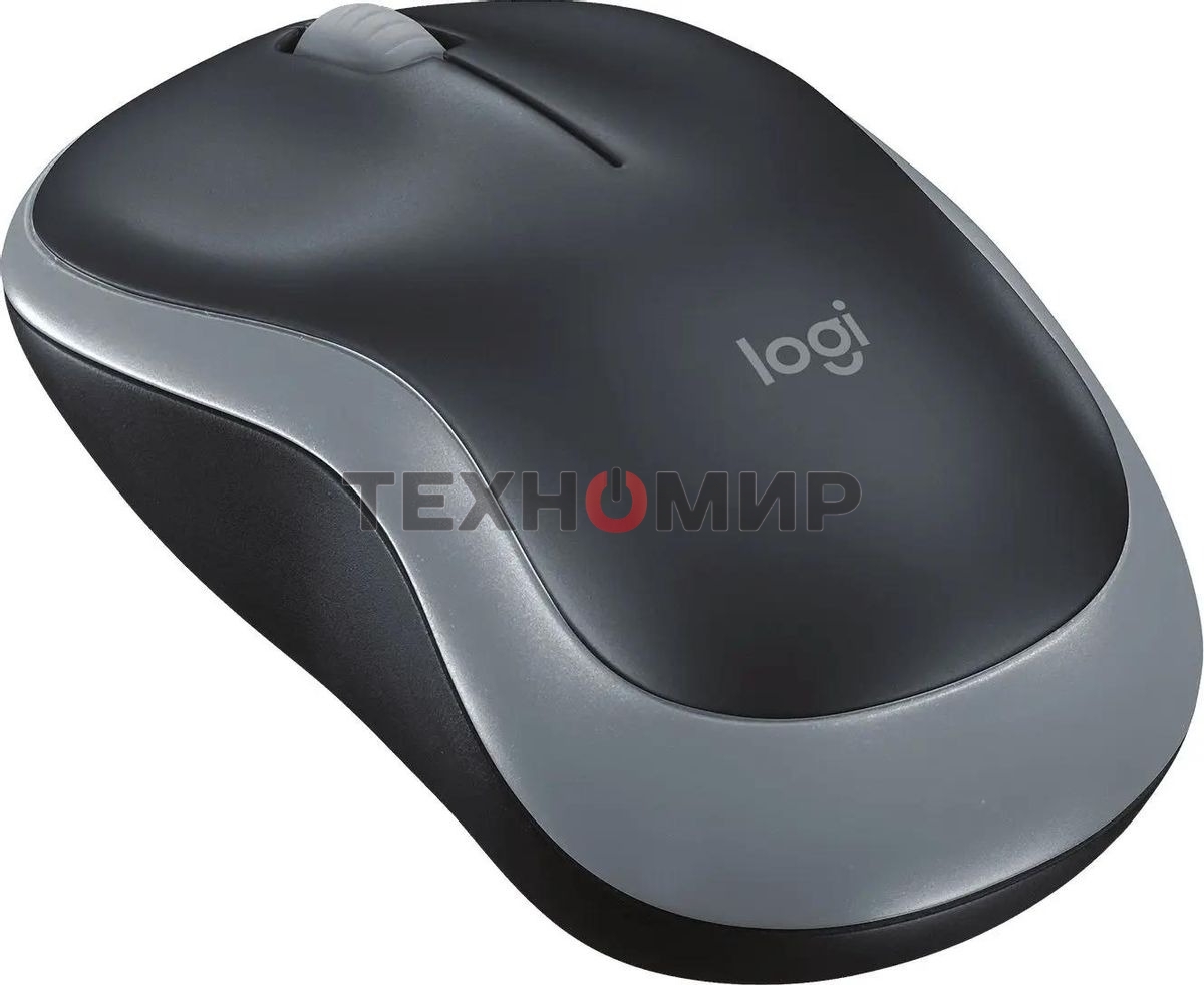 Мышь беспроводная Logitech M185 серый/черный, 1000 dpi, радиоканал, USB, кнопки - 3