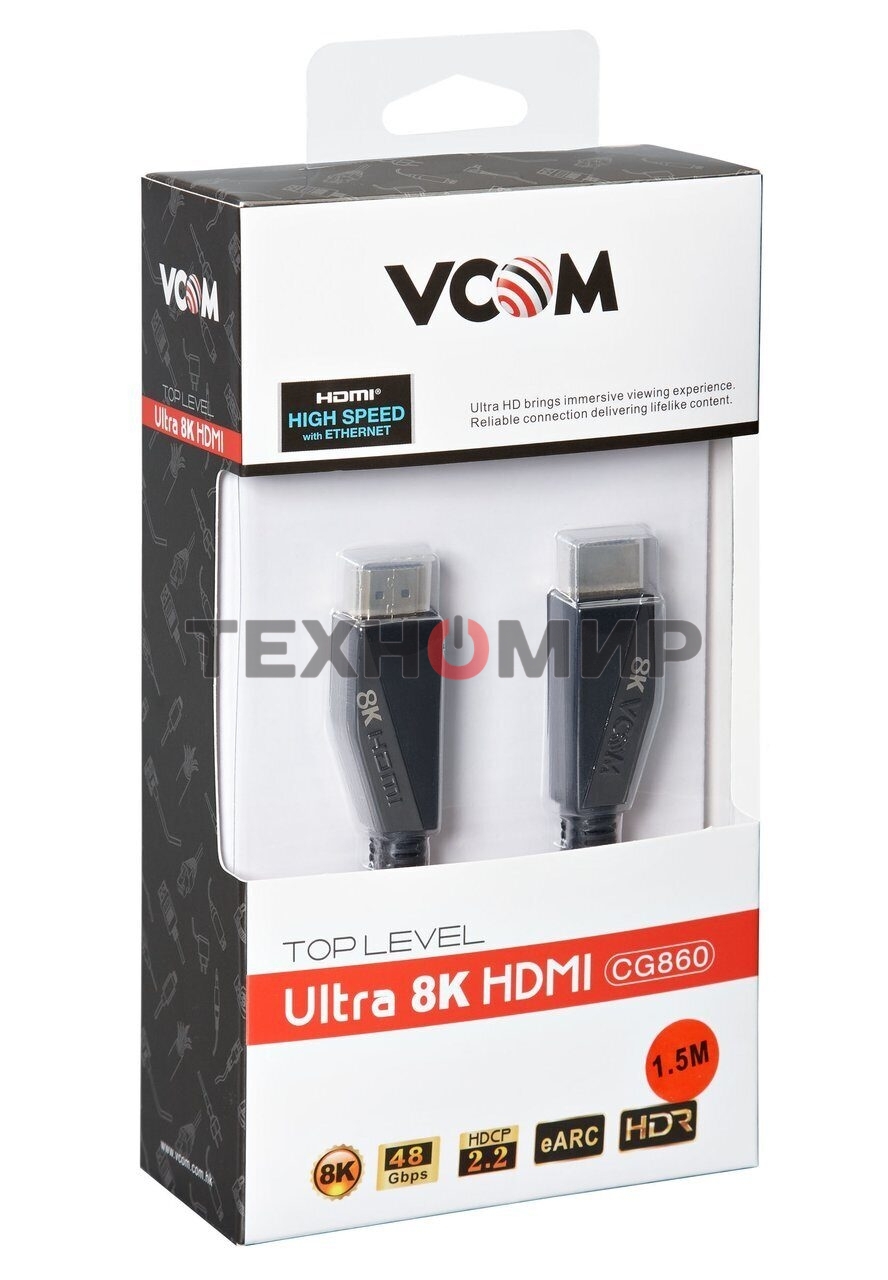 Кабель HDMI 19M/M,ver. 2.1, 8K@60 Hz 1.5m VCOM CG860-1.5M
