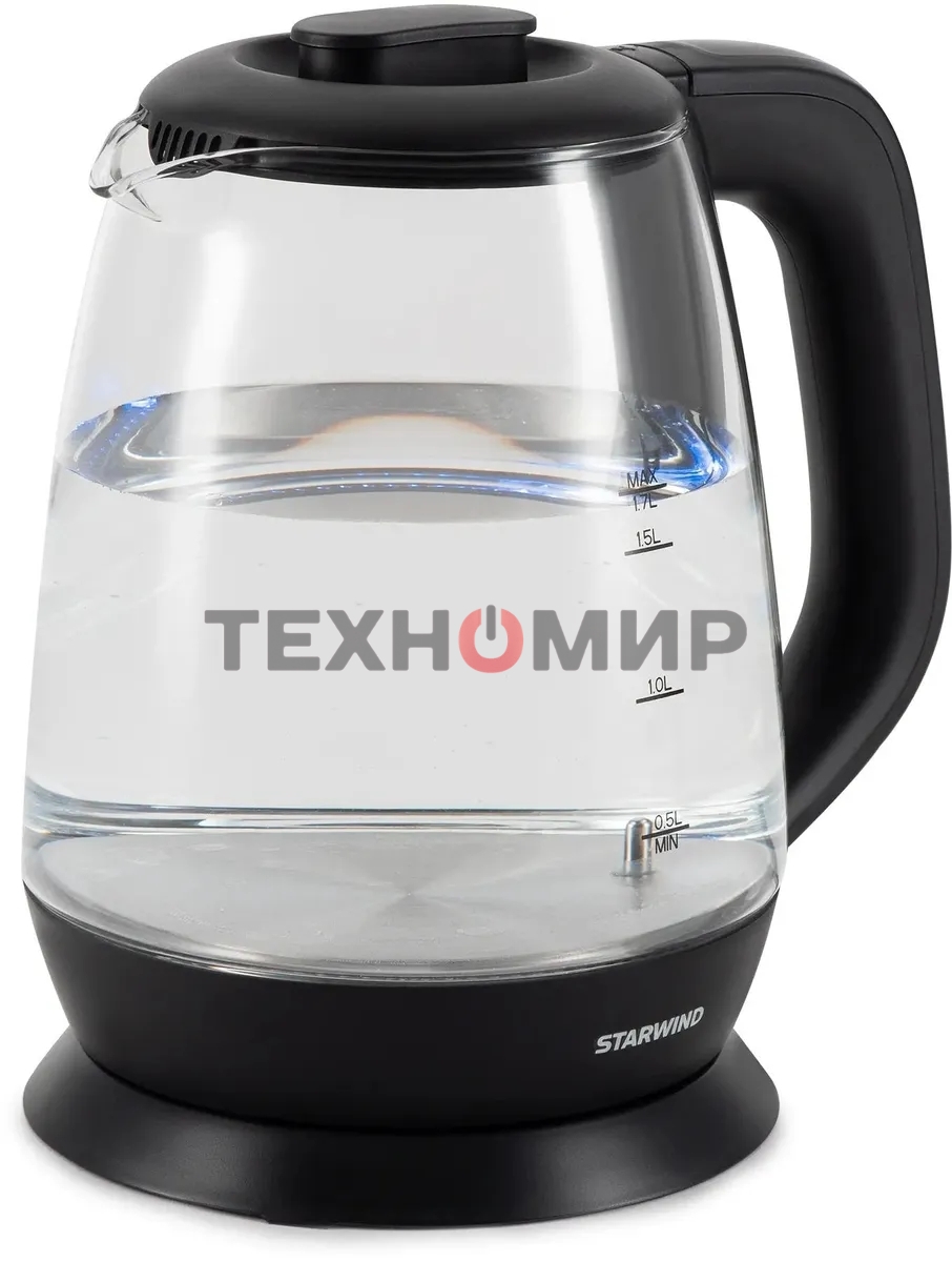 Чайник электрический Starwind SKS3036 1.7л. 2200Вт черный корпус: стекло