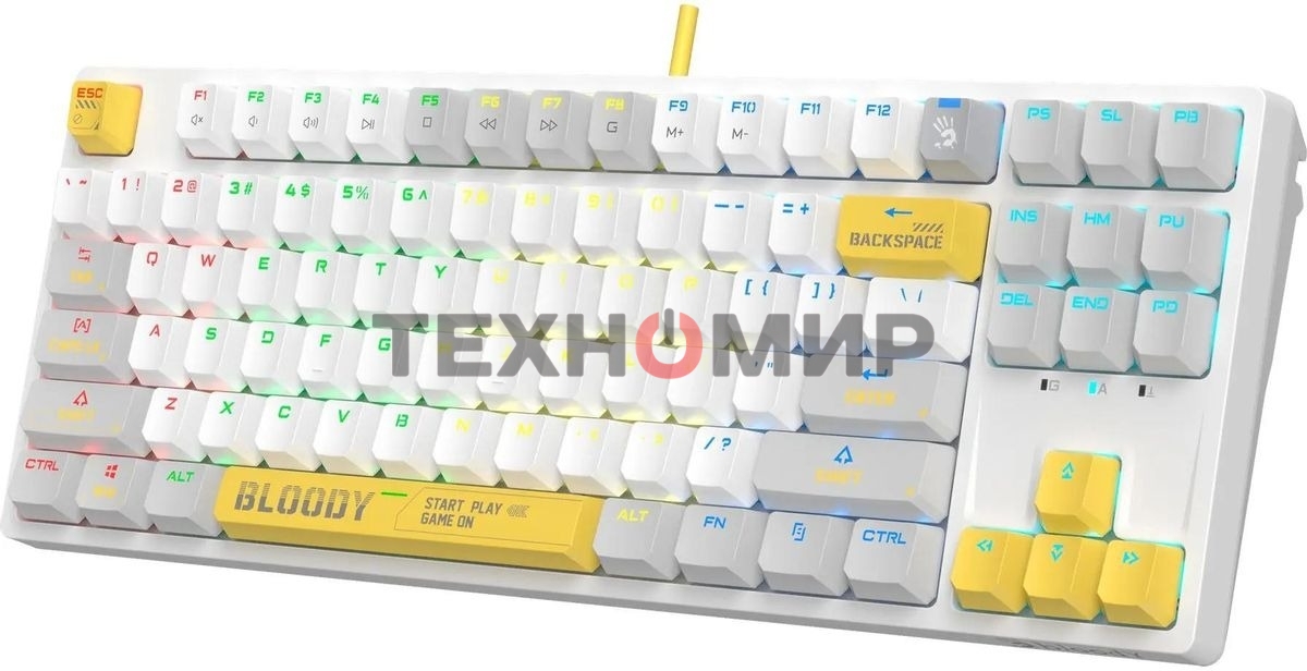 Клавиатура проводная A4Tech Bloody S87 Energy (S87 USB ENERGY WHITE) USB белый/желтый