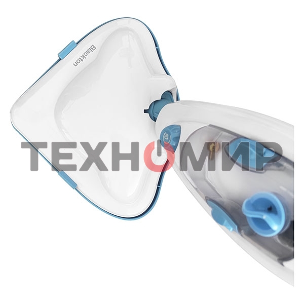 Паровая швабра Blackton Bt SM1114 White-blue, Мощность 1300 Вт, 2 в 1. Вертикальная и компактная, Резервуар для воды 300 мл, Время неприрывной работы до 20 минут, Быстрая и эффективная очистка всех типов полового покрытия: паркет, линолеум, плитка, Уничто
