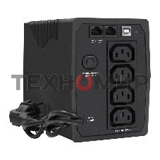Источник бесперебойного питания ExeGate EP285472RUS Power Back BNB-850.LED.AVR.C13.RJ.USB 850VA/480W, LED, AVR,4*IEC-C13, RJ45/11, USB, черный