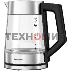 Чайник электрический Hyundai HYK-G4402 1.7 л, 2200 Вт, черный/серебристый корпус: стекло