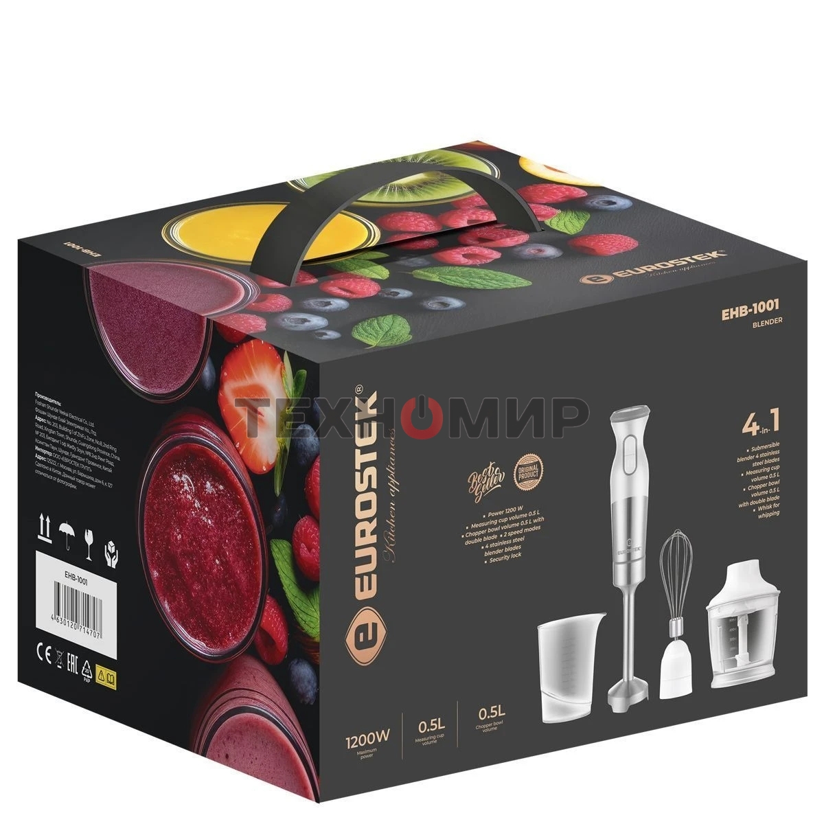 Блендер погружной Eurostek EHB-1001 1200 Вт, 0,5 л, белый