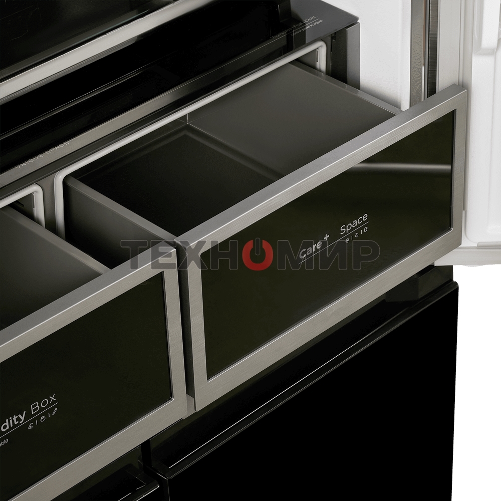 Холодильник Maunfeld MFF183NFBE черный трехкамерный инвертор 270/135л морозилка снизу, Total NoFrost, Side by Side