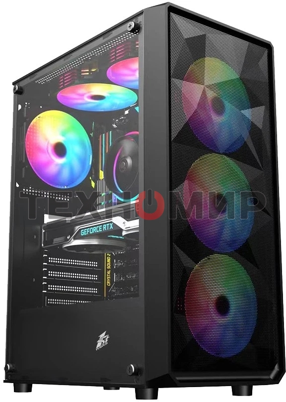 Компьютерный корпус 1STPLAYER FD3 Black, ATX, 4x120мм LED fans inc.