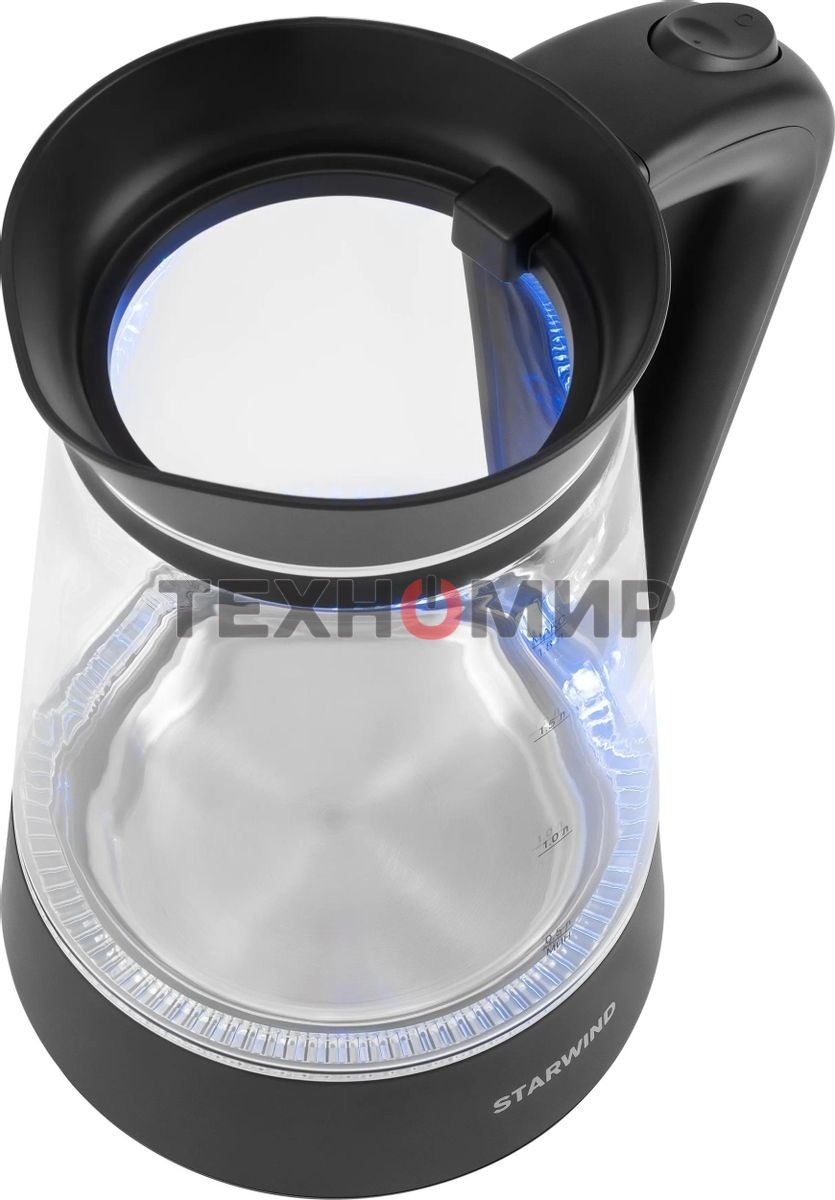 Чайник электрический Starwind SKG2116 1.8 л, 1700 Вт, черный/прозрачный корпус: стекло