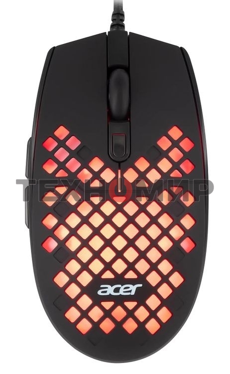 Мышь проводная Acer OMW134 черный, 3200 dpi, USB, кнопки - 6