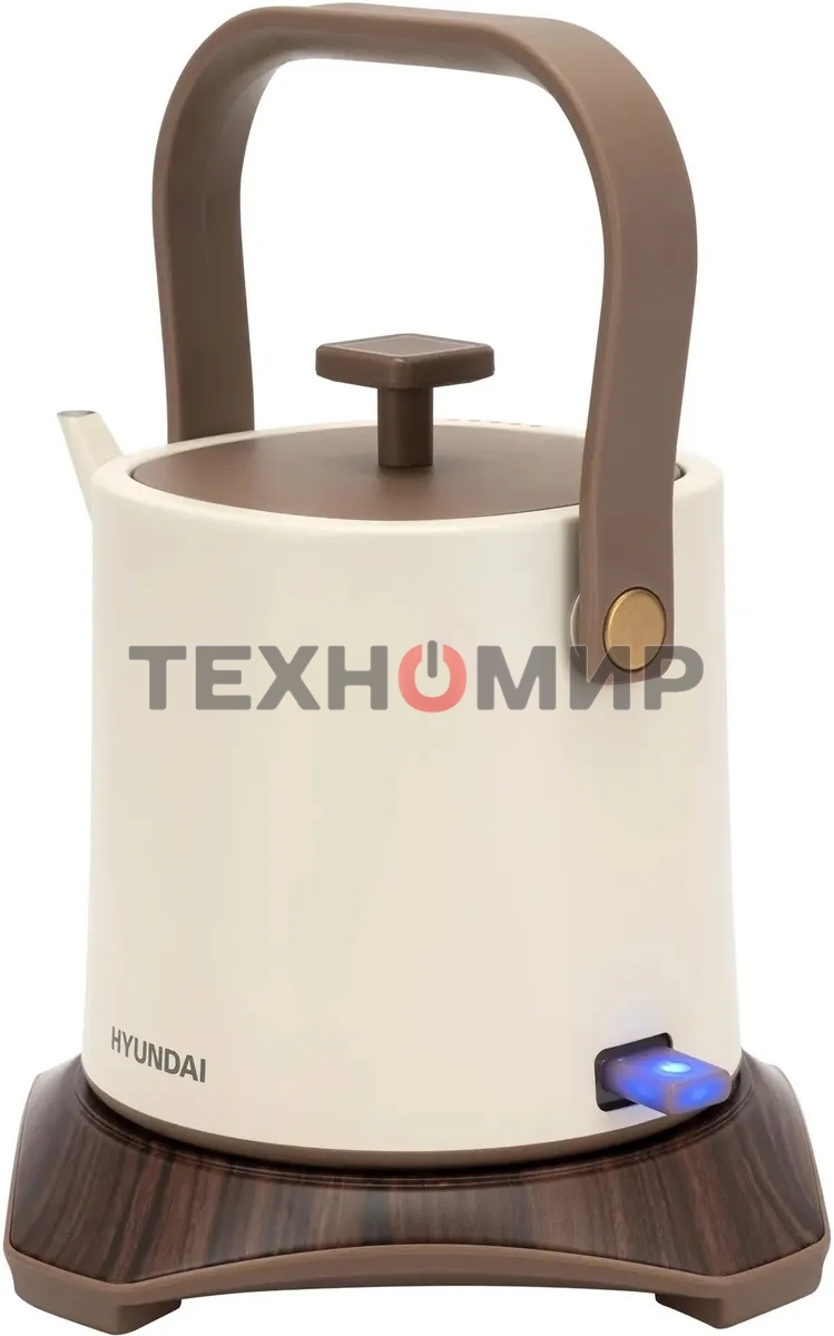Чайник электрический Hyundai HYK-S2043 0,6 л, 1000 Вт, кремовый/коричневый