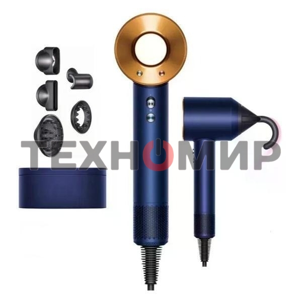 Фен Dyson Supersonic HD08 синий/медный, 1600 Вт, компактный, ионизация