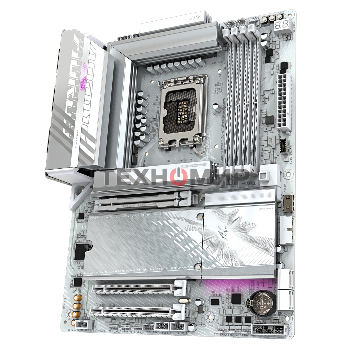 Материнская плата Gigabyte B860 AORUS ELITE WIFI7 ICE, LGA 1851, Intel B860, 4xDDR5, 4xSATA, 3xM.2, 1xPCIe 5.0 x16, 2xPCIe 4.0 x1, 1xHDMI, 2xDP, 1x 2.5Gb LAN, 6xUSB-A 3.2, 1xUSB-C 3.2, 4xUSB-A 2.0, 2x3.5 мм, 7.1, ATX