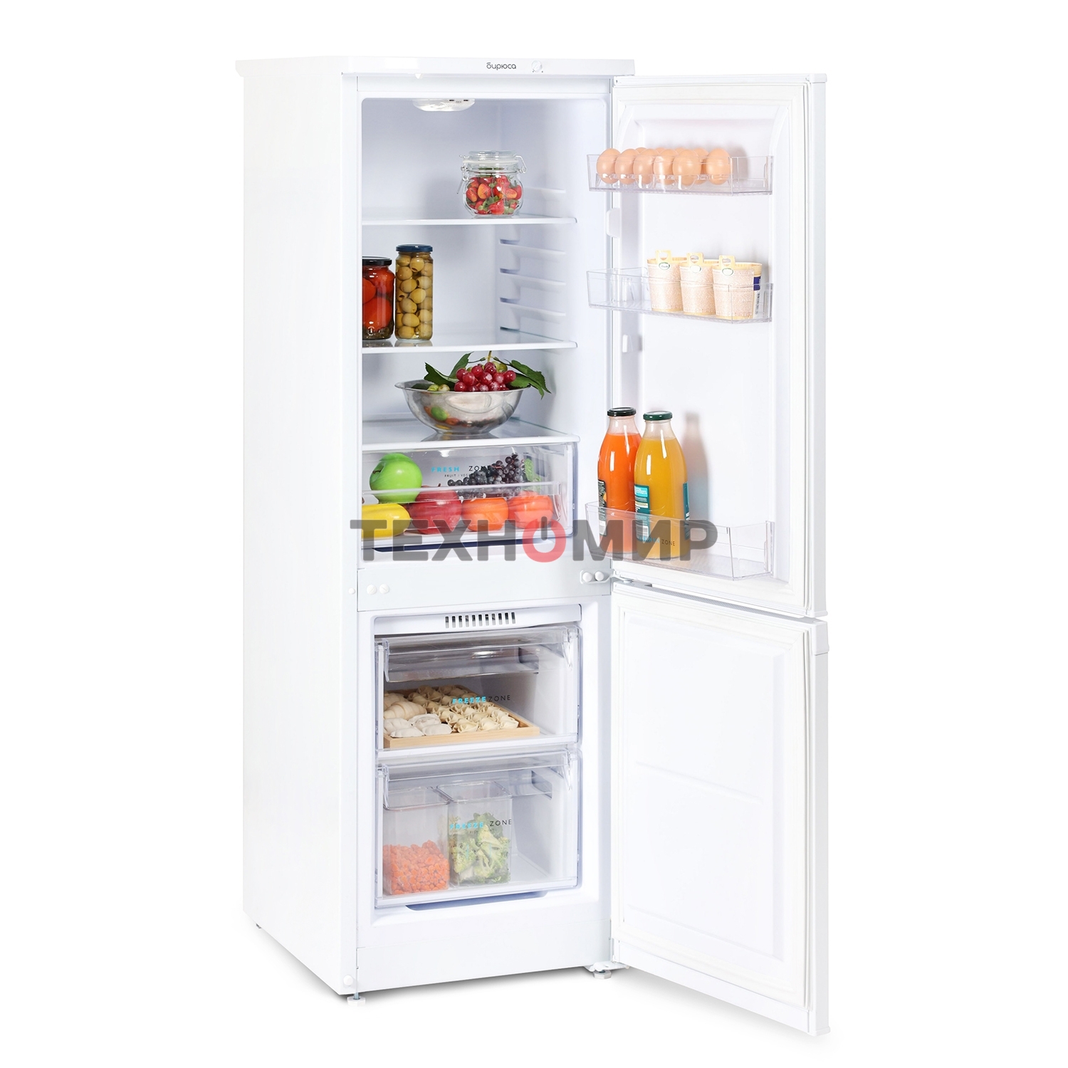 Холодильник Бирюса 418 белый двухкамерный 125/55л морозилка снизу