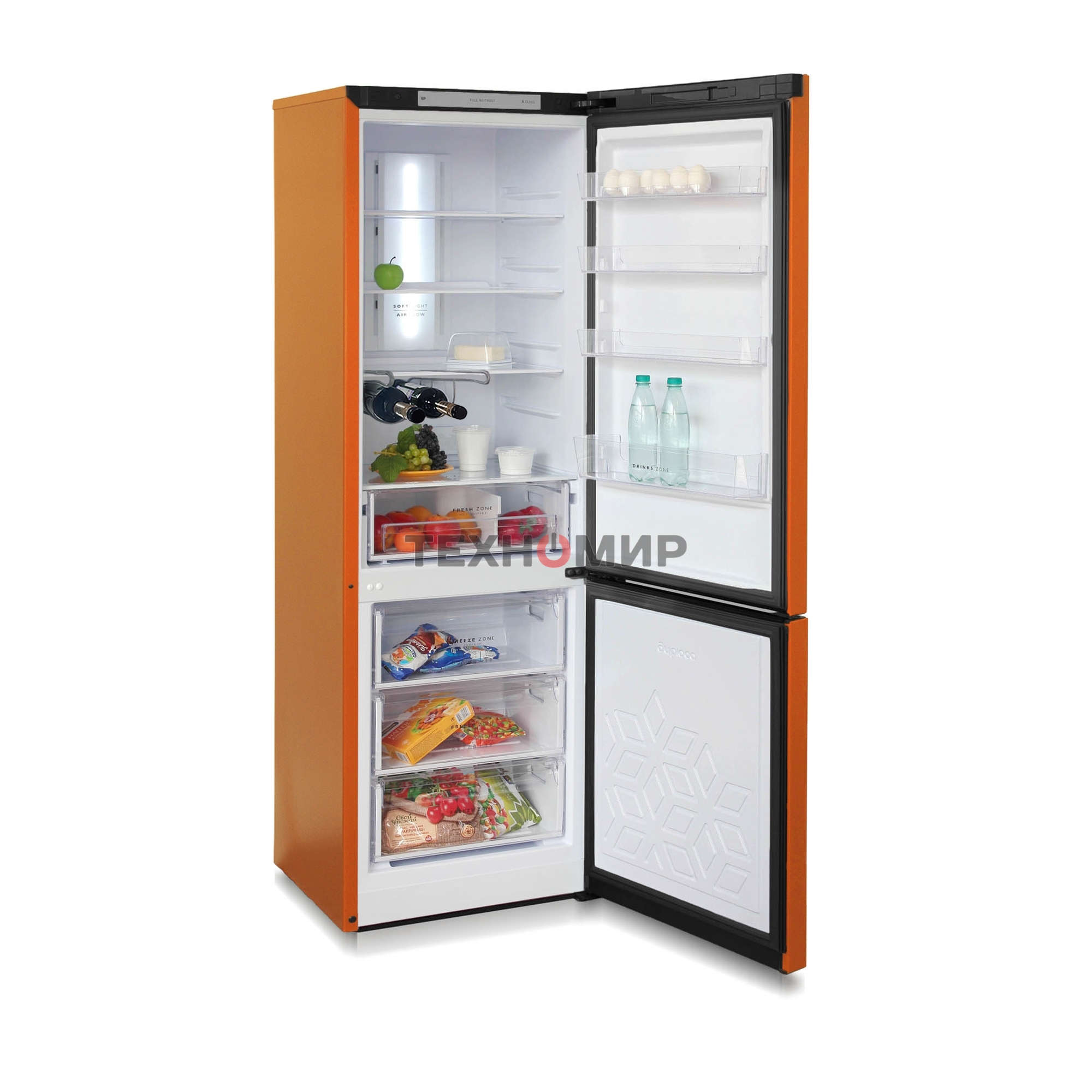 Холодильник Бирюса Б-T960NF оранжевый двухкамерный 240/100 л морозилка снизу, No Frost