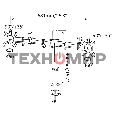 Кронштейн для мониторов Cactus CS-VM-D29-AL серебристый 13