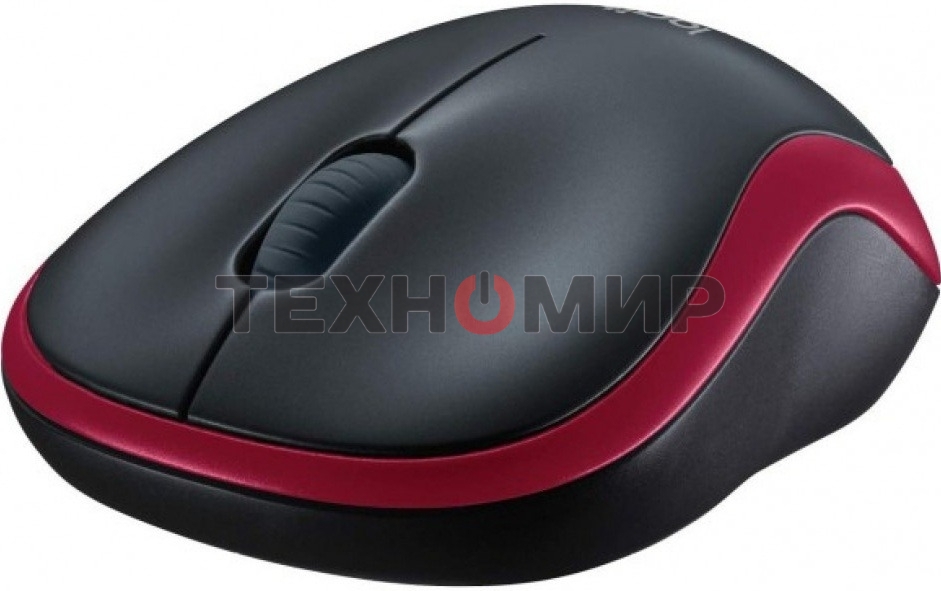 Мышь беспроводная Logitech M185, красный, 1000 dpi, радиоканал, USB, кнопки - 3