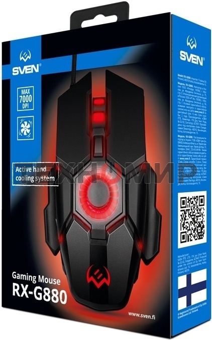 Мышь проводная SVEN RX-G880 черный, 7000 dpi, USB, кнопки - 7