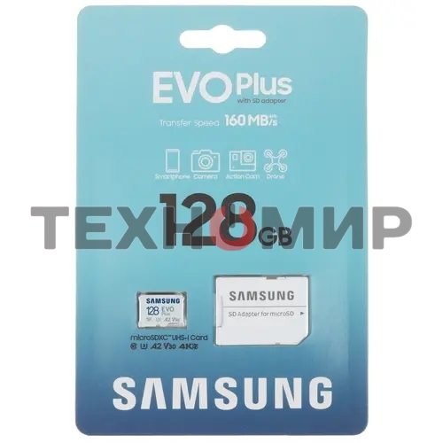 Флеш карта Samsung EVO Plus microSDXC 128 Gb MB-MC128SA/APC