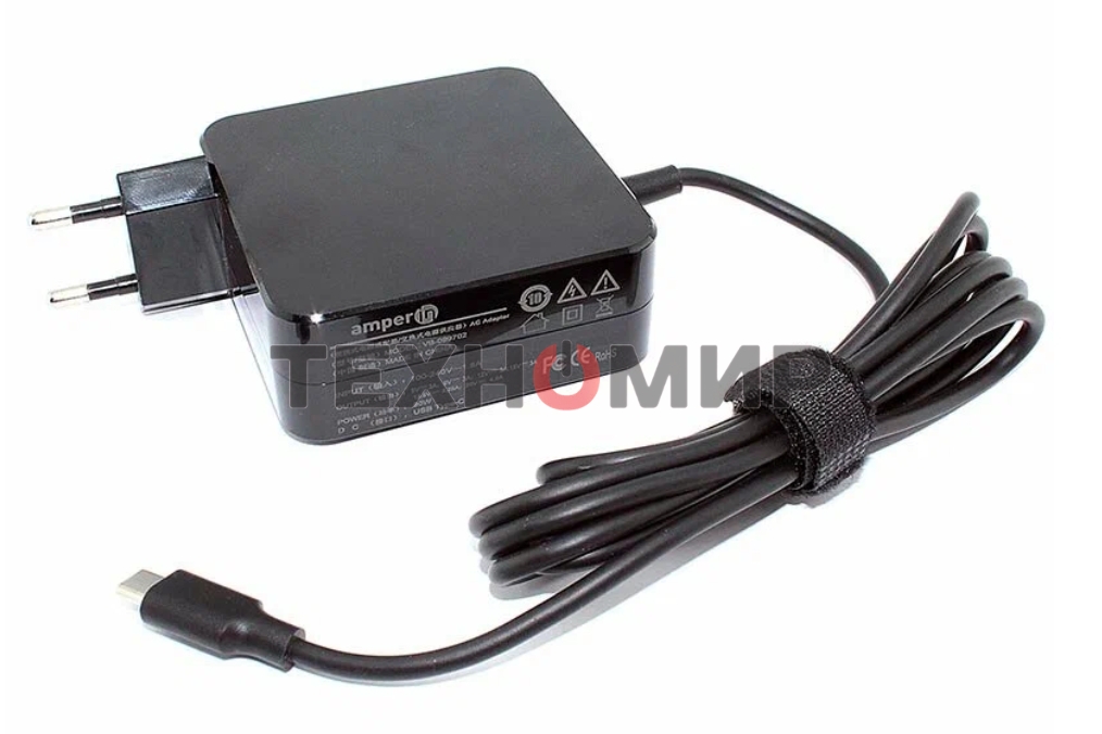 Блок питания (сетевой адаптер) Amperin 5V 3A - 20V 4,5A 90W Type-C, квадратный корпус