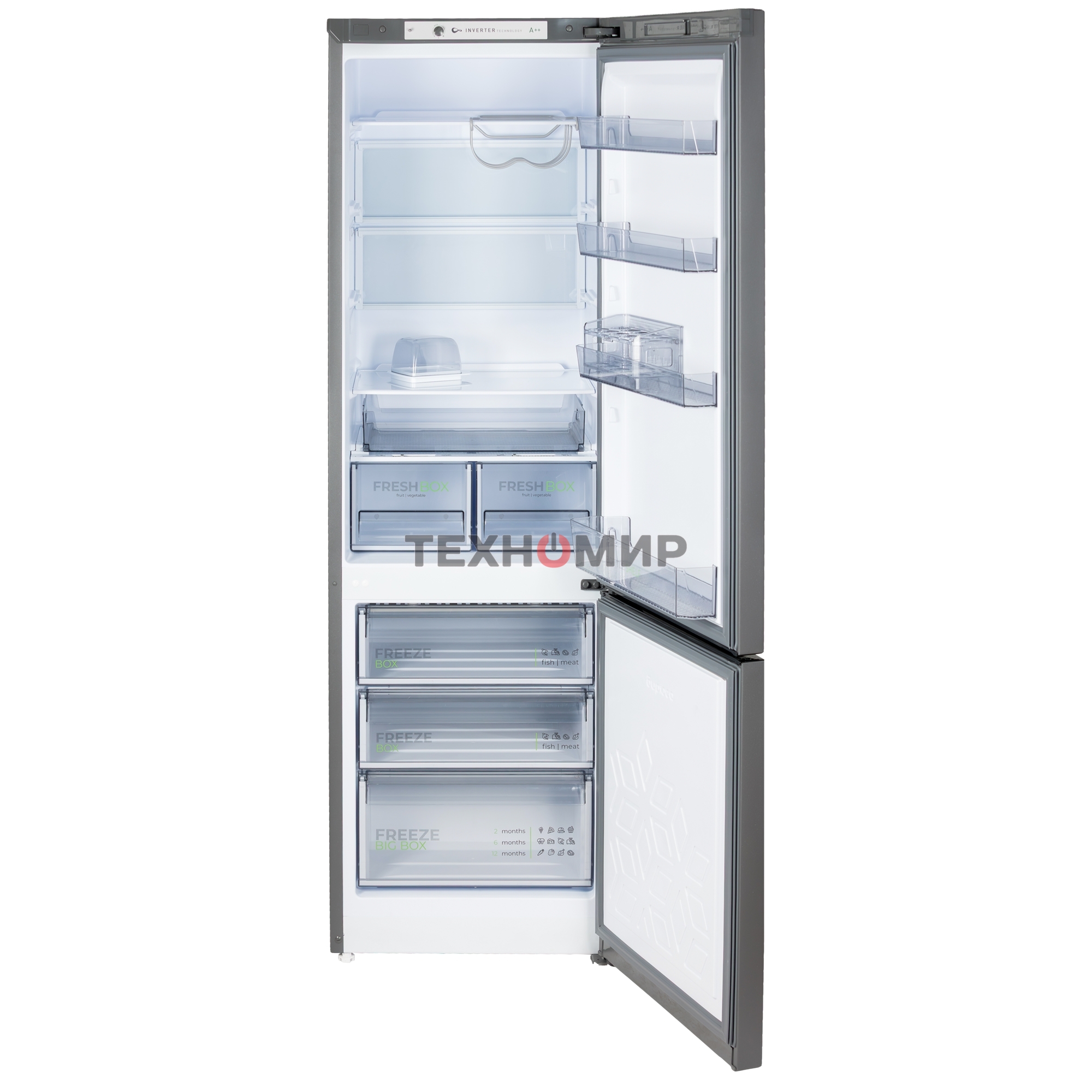 Холодильник Бирюса W6130 матовый графит двухкамерный 245/100л морозилка снизу