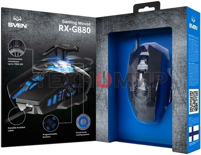 Мышь проводная SVEN RX-G880 черный, 7000 dpi, USB, кнопки - 7
